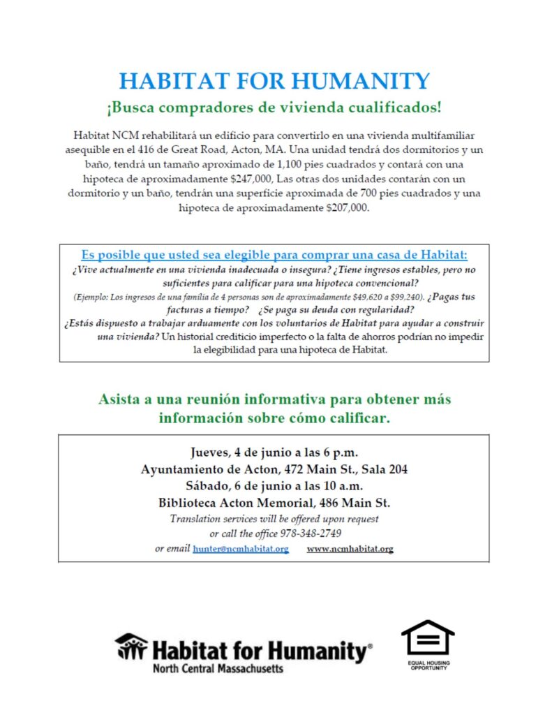 Homeowner Info Meeting Acton Spanish
